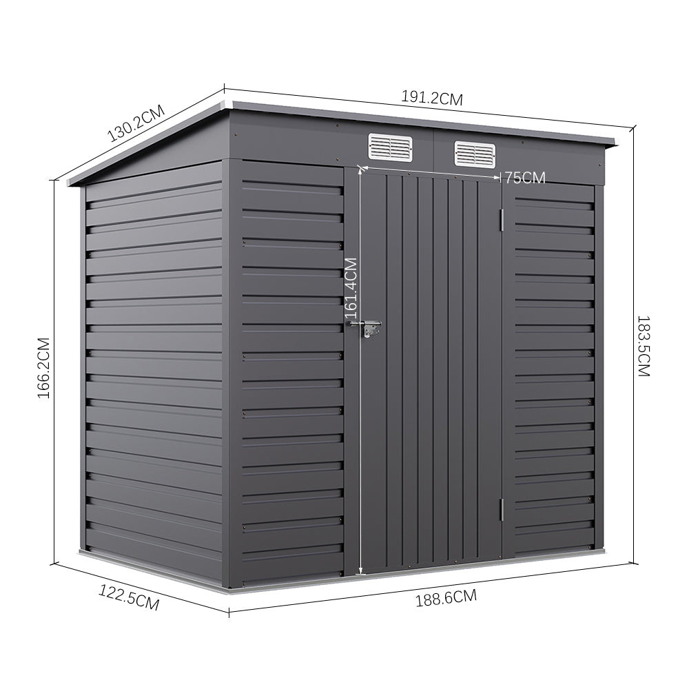 Charcoal Black/Grey Wide Metal Garden Storage Shed with Lockable Door