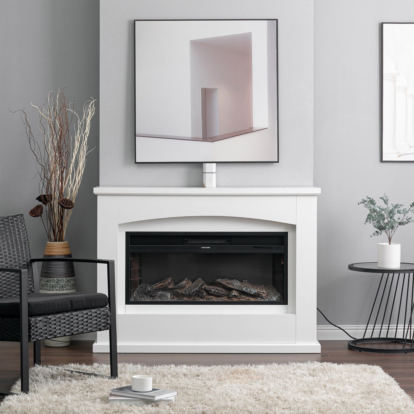 120cm W Electric Fireplace Mantel with 7 Multi-Color Flames