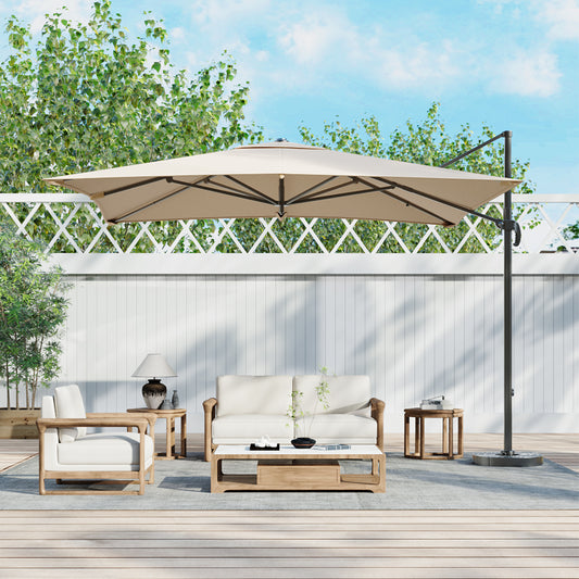 Khaki Square Outdoor Cantilever Parasol Umbrella