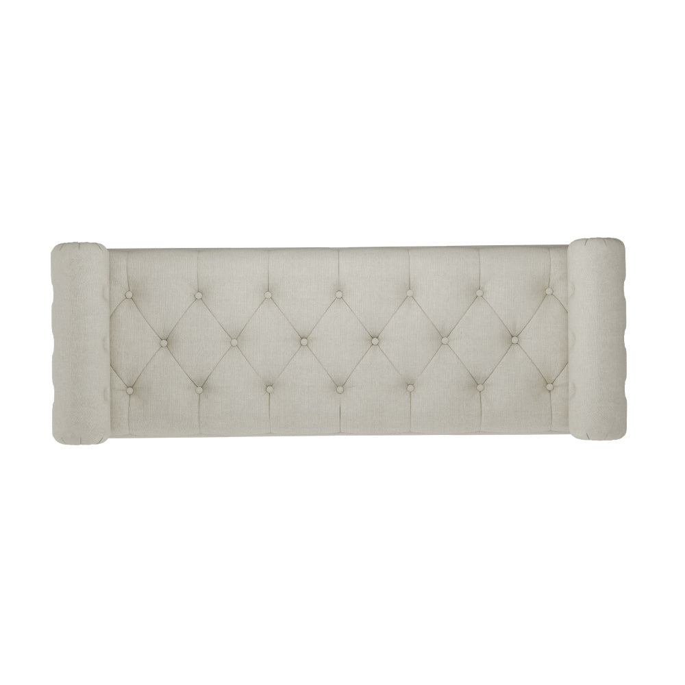 Grey/Beige Flip Top Storage Bench with Side Arms