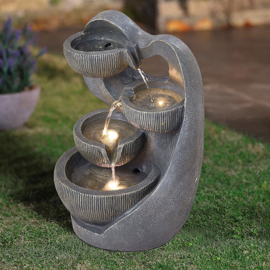 Outdoor Garden Water Fountain with LED Lights