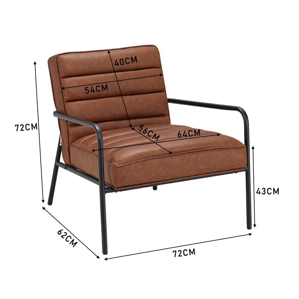 Leisure Soft PU Leather Cushioned Accent Armchair with Metal Frame