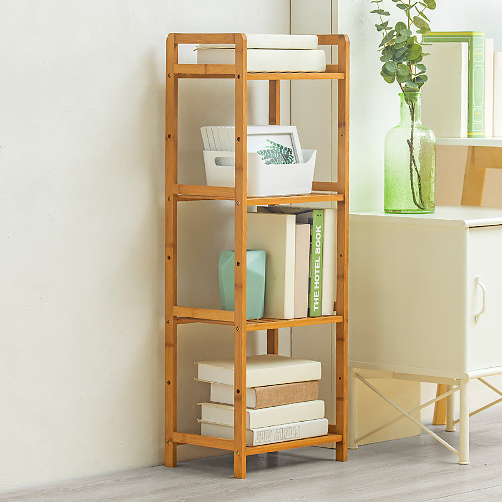 Tiered Bamboo Wood Book Storage Shelf