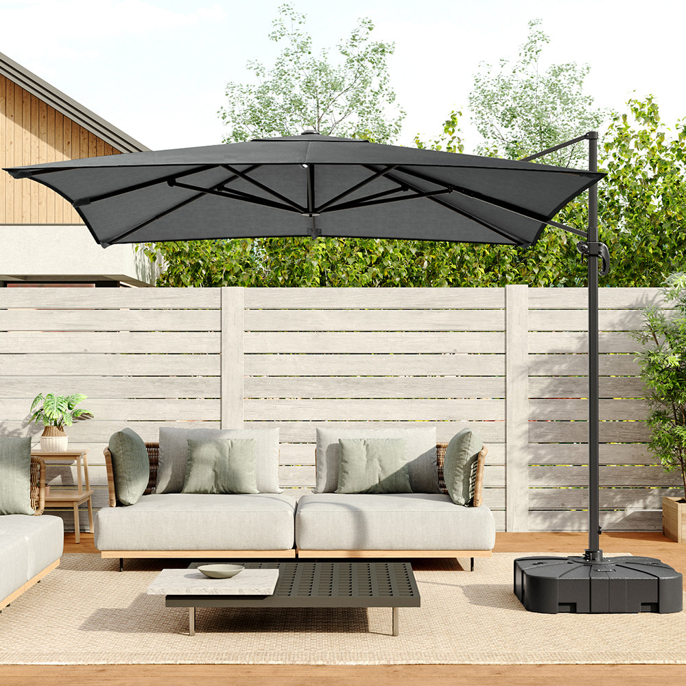 Dark Grey Square Outdoor Cantilever Parasol Umbrella