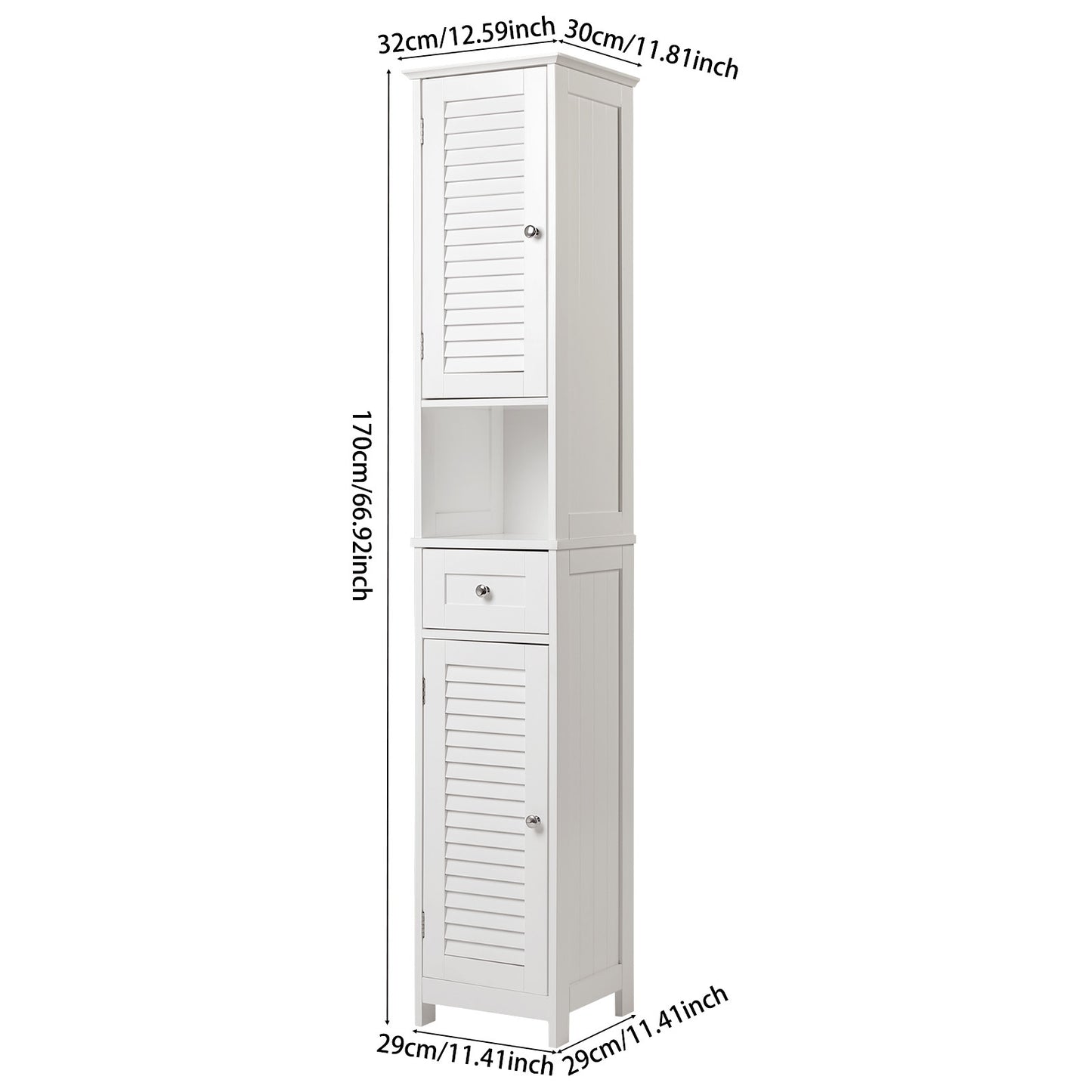 White Shutter Wooden Tall Cabinet