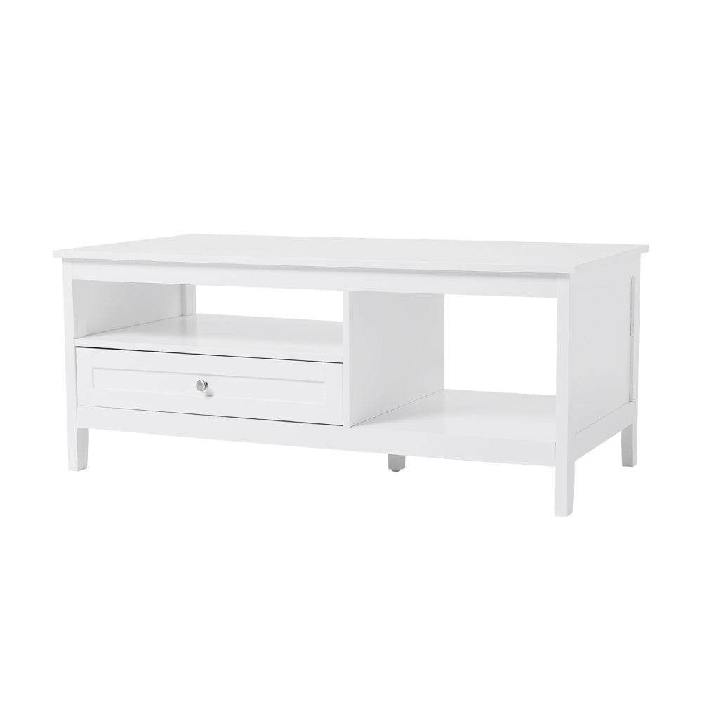 Classic White Coffee Table with Drawer