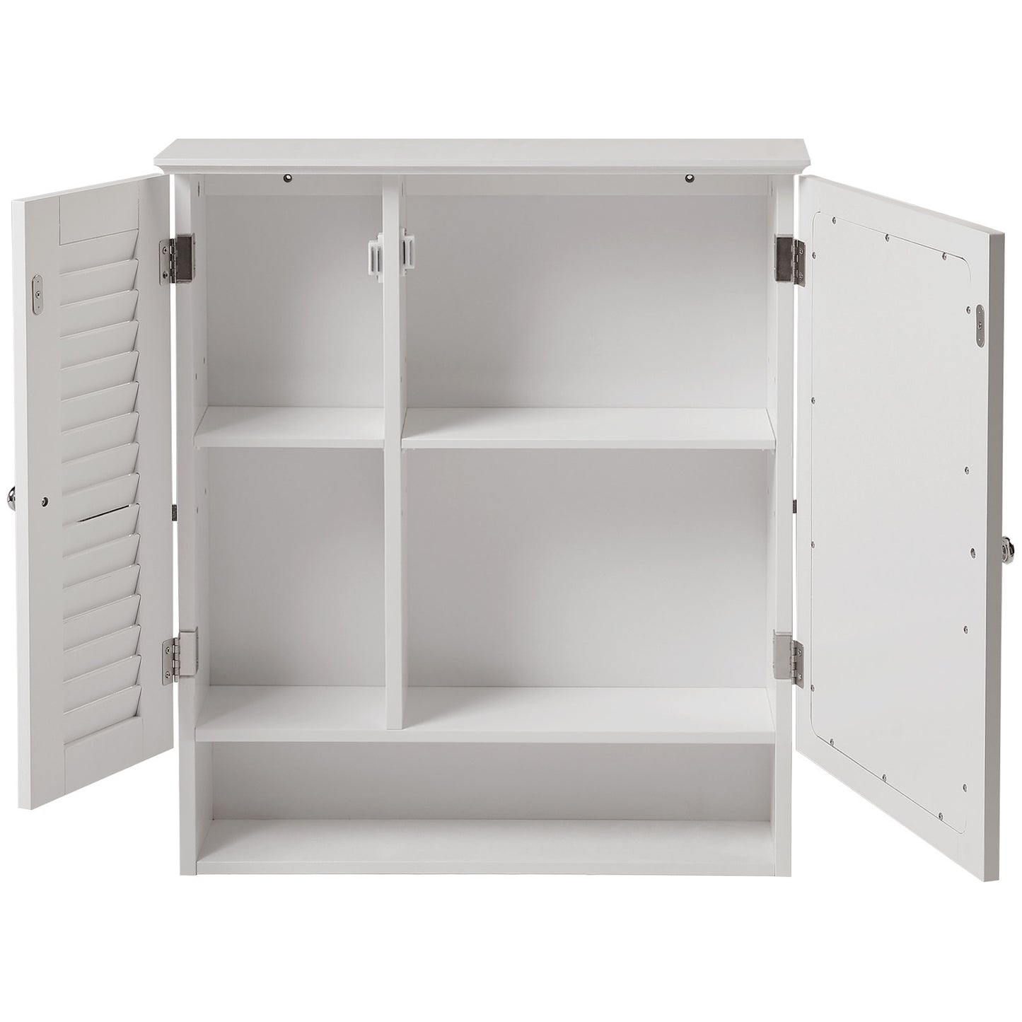White Shutter Wooden Mirror Cabinet