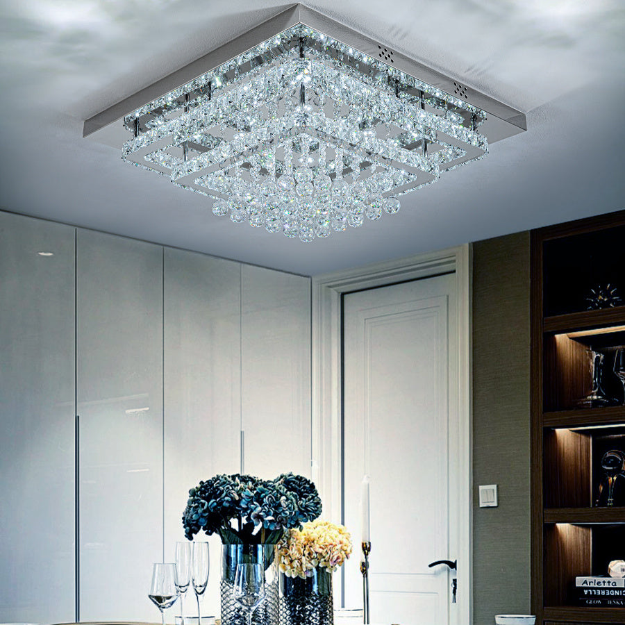Modern Crystal LED Flush Mount Ceiling Light Fixture