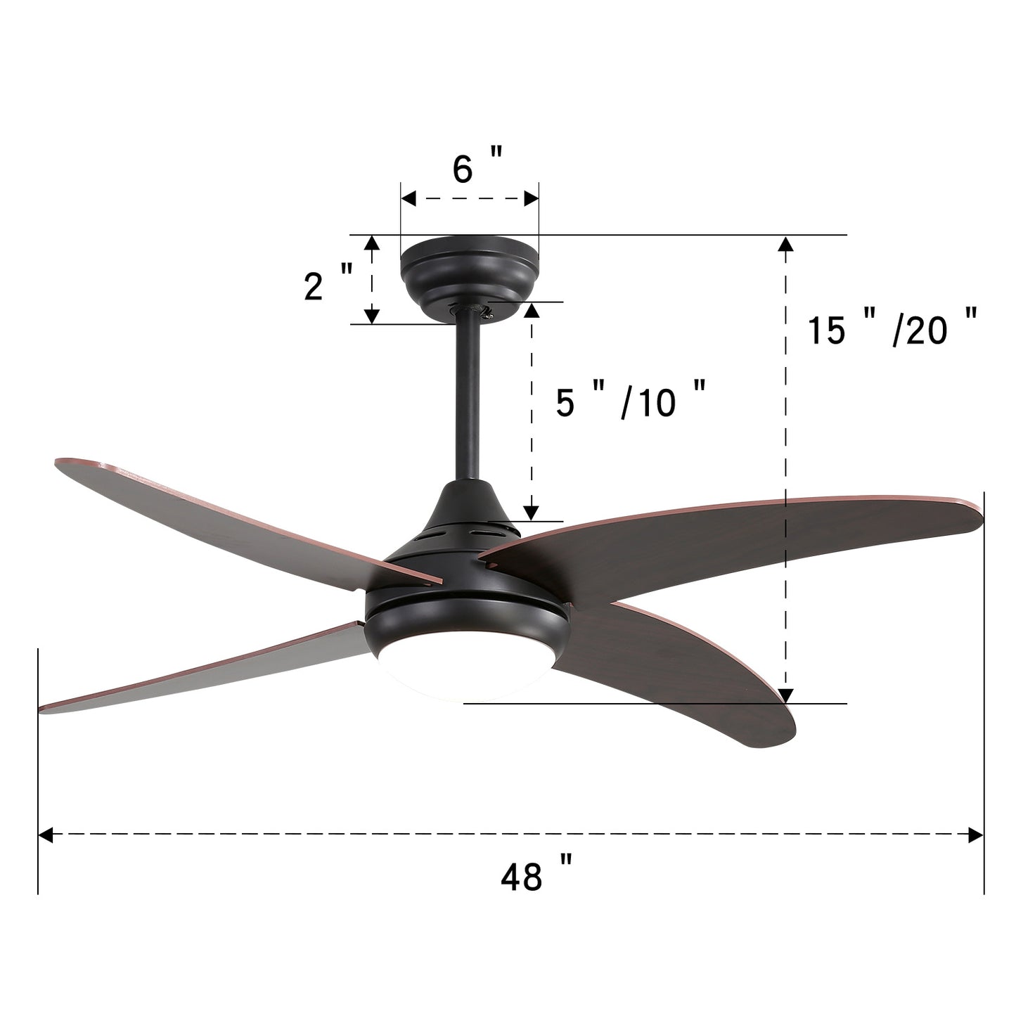 4-Blade Ceiling Fan with Lights and Remote Control