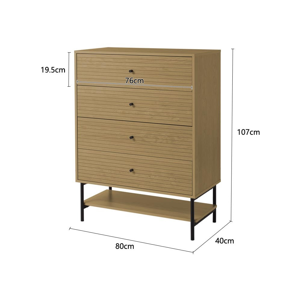 4-Tier Bedroom Chest Storage Cabinet with Bottom Shelf