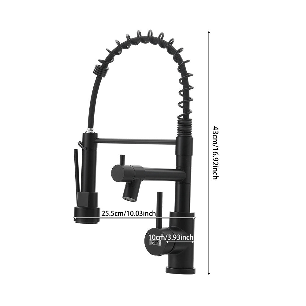 Stainless Steel Kitchen Faucet with Pull Down Spring Spout and Pot Filler