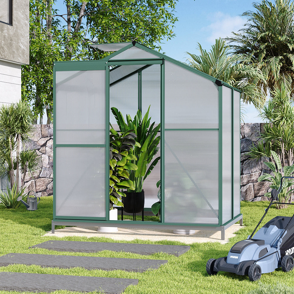 4' x 6' ft Garden Greenhouse Green Framed with Base