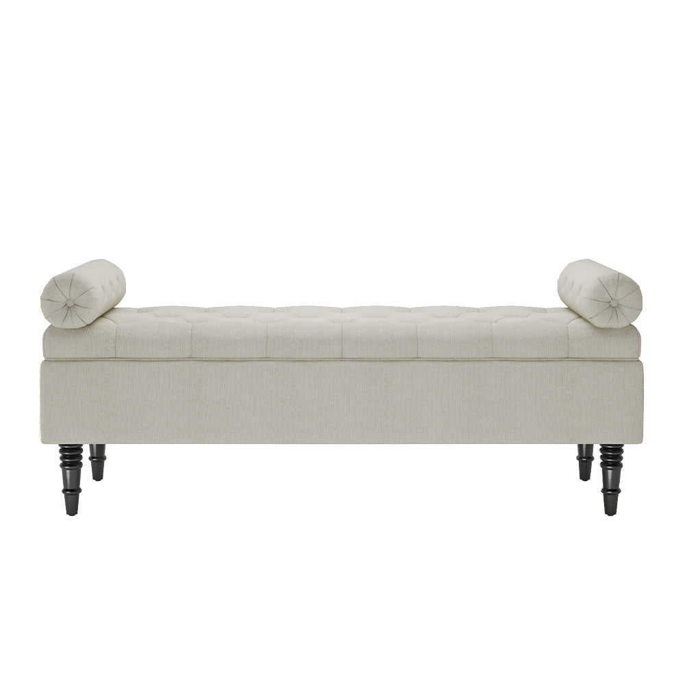 Grey/Beige Flip Top Storage Bench with Side Arms