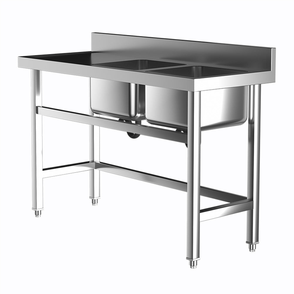 Two Stainless Steel Sink Compartment