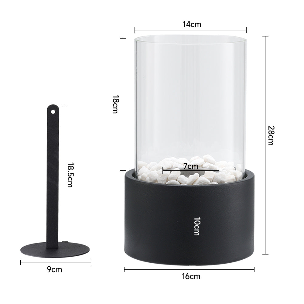 Round Freestanding Tabletop Ventless Ethanol Fireplace with Glass Screen