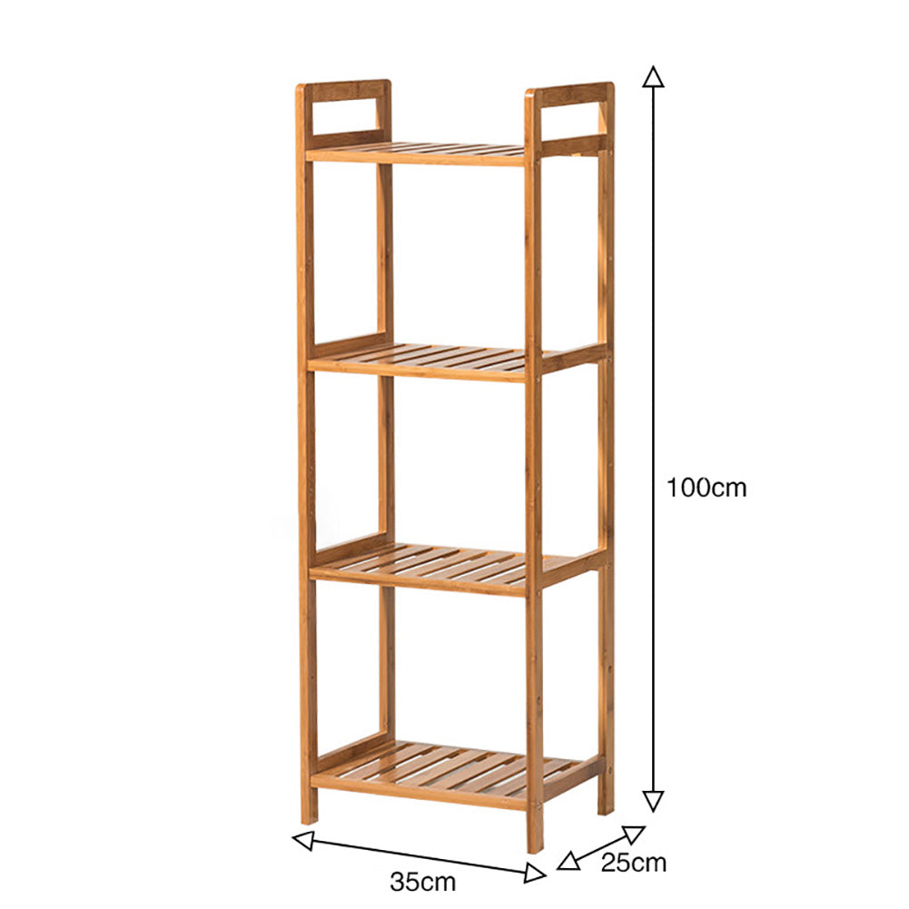 Tiered Bamboo Wood Book Storage Shelf