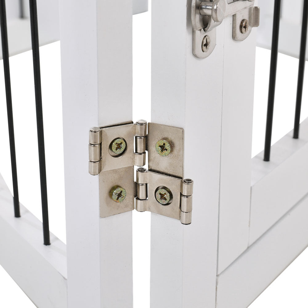 White 6-Panel Wooden Folding Pet Playpen