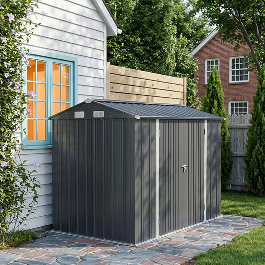 10x7 FT Large Metal Garden Tool Storage Shed