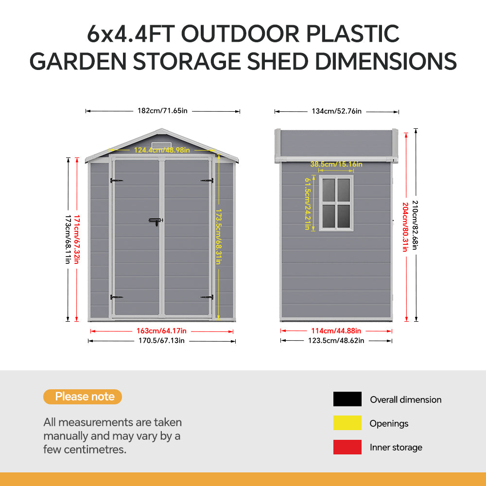 181CM Wide Plastic Garden Storage Shed