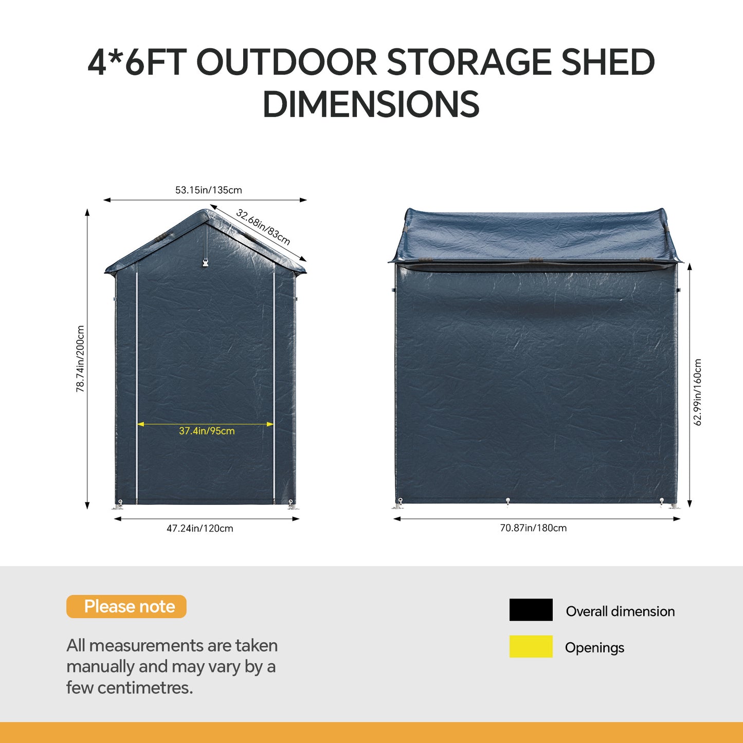 Dark Grey Outdoor Storage Shelter with Waterproof PE Cover