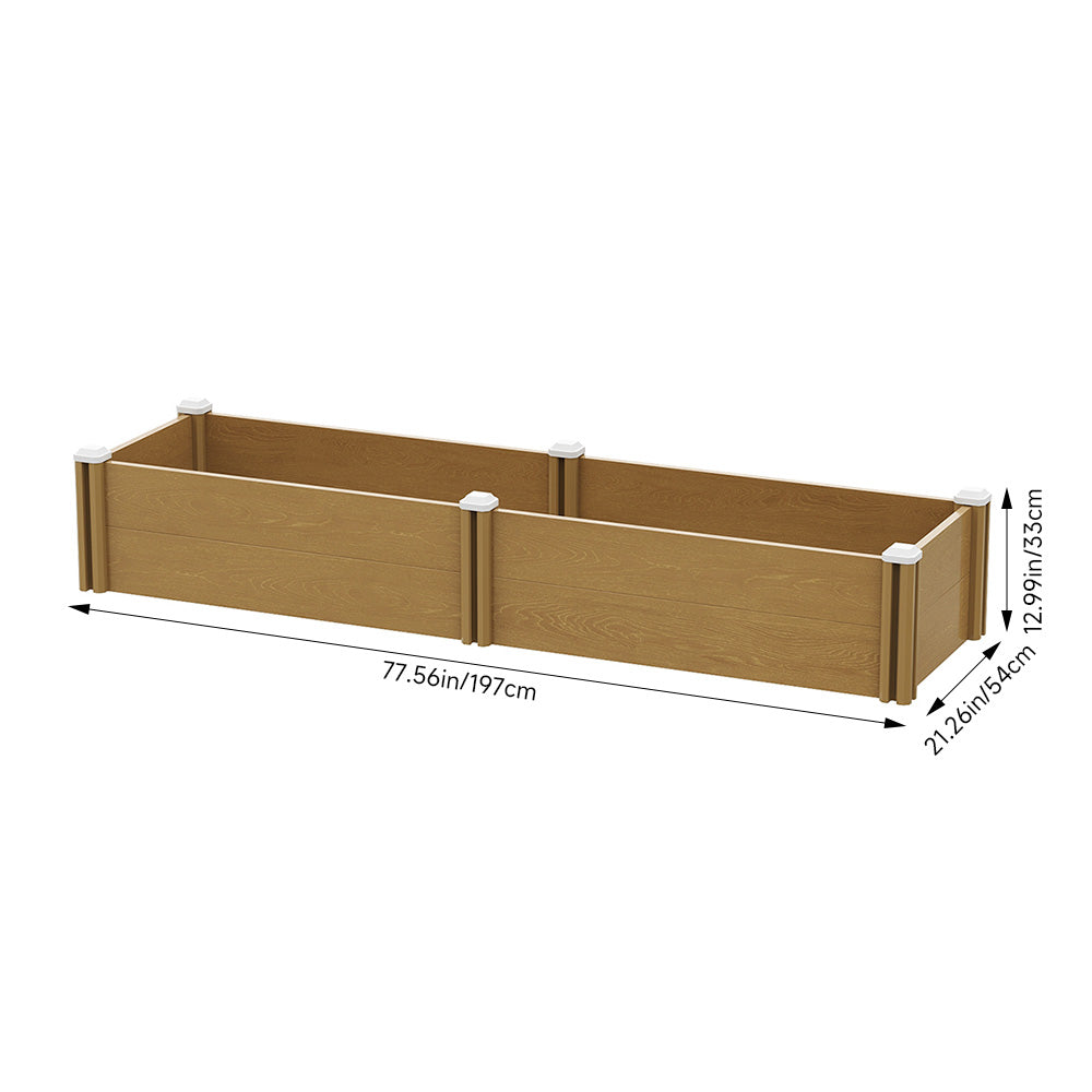 Plastic Wood-Grain Raised Garden Bed Planter