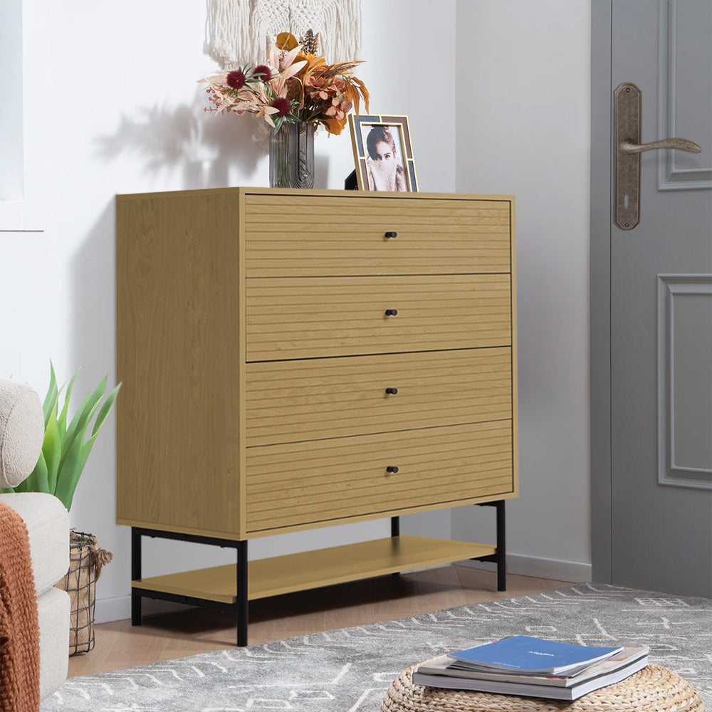 4-Tier Bedroom Chest Storage Cabinet with Bottom Shelf