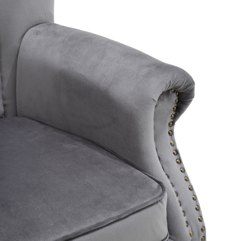 Green/Grey Velvet Channel Occasional Armchair Sofa Chair
