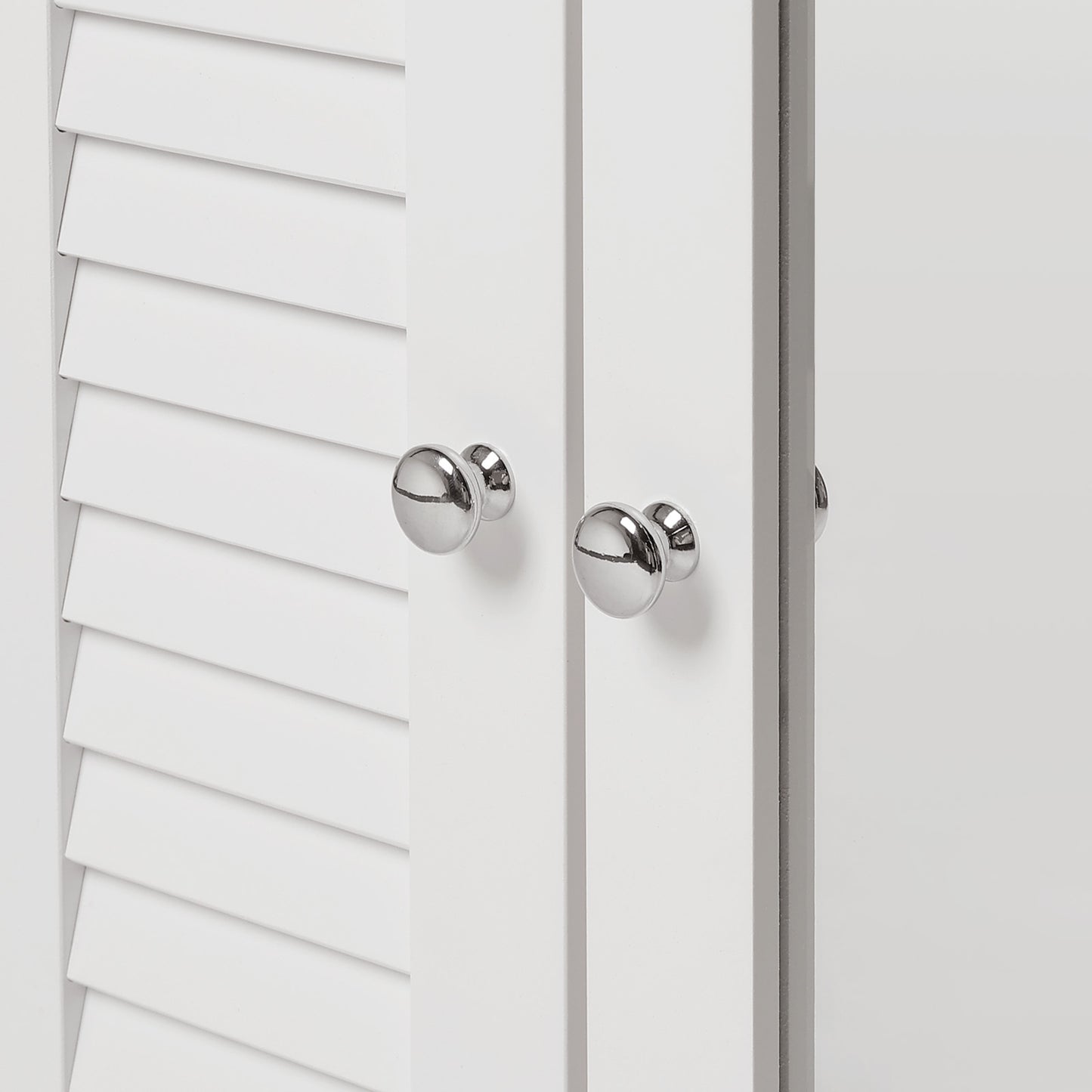 White Shutter Wooden Mirror Cabinet