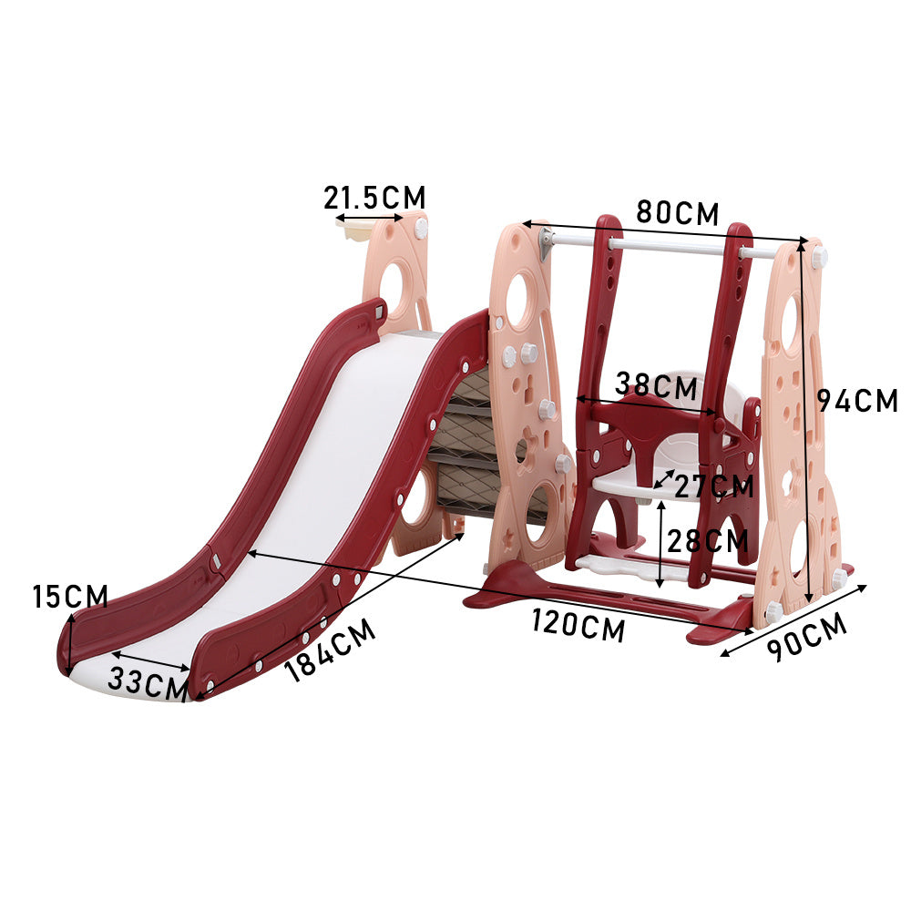 4-in-1 Toddler Climber and Swing with Basketball Hoop Kids Swing and Slide Set