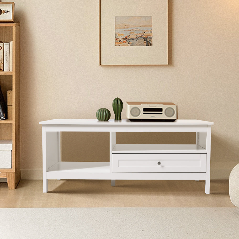 Classic White Coffee Table with Drawer