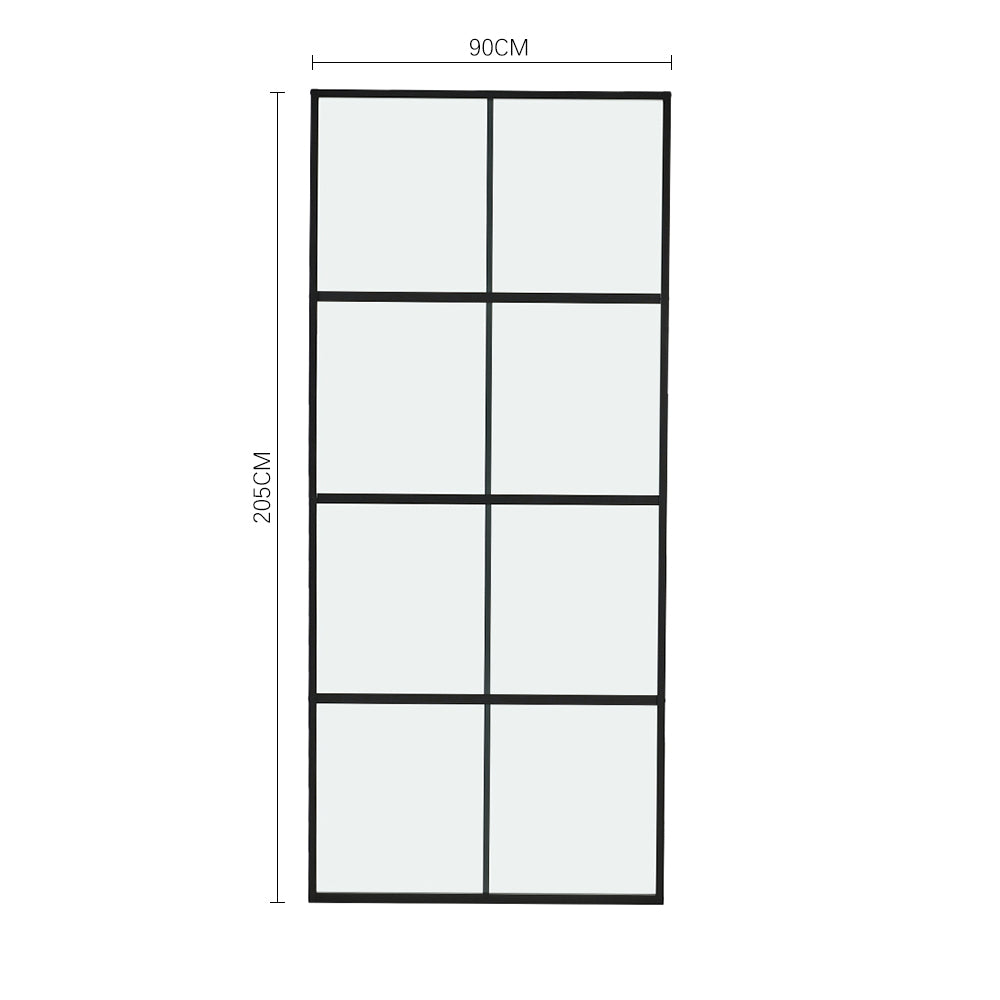 8 Lites Black Framed Transparent Glass Sliding Door without Sliding Hardware Kit