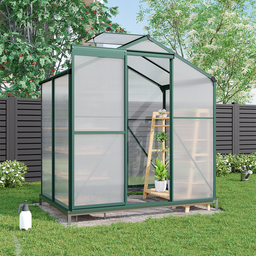 4' x 6' ft Garden Greenhouse Green Framed with Base