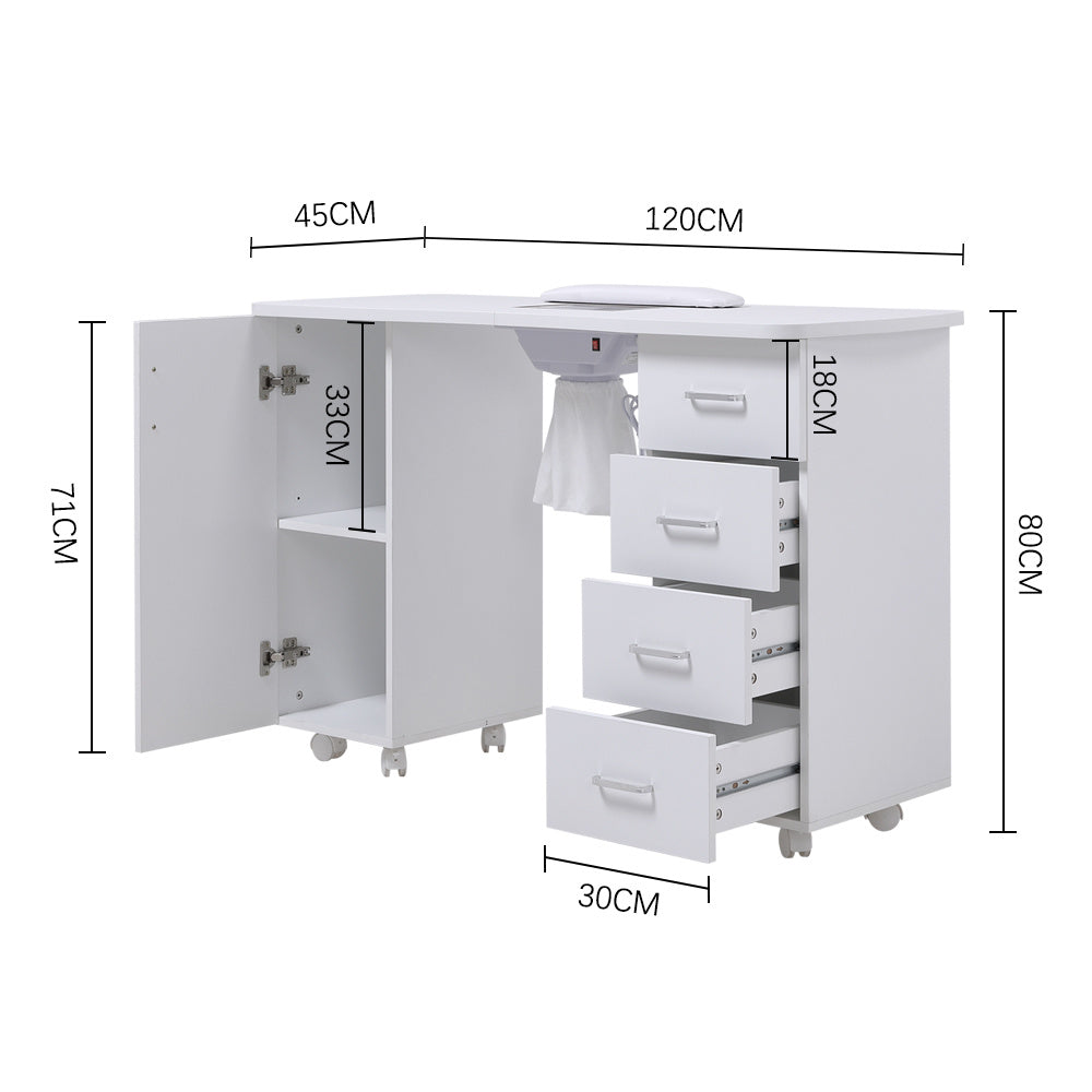 Manicure Table with Dust Collector and Wrist Cushion