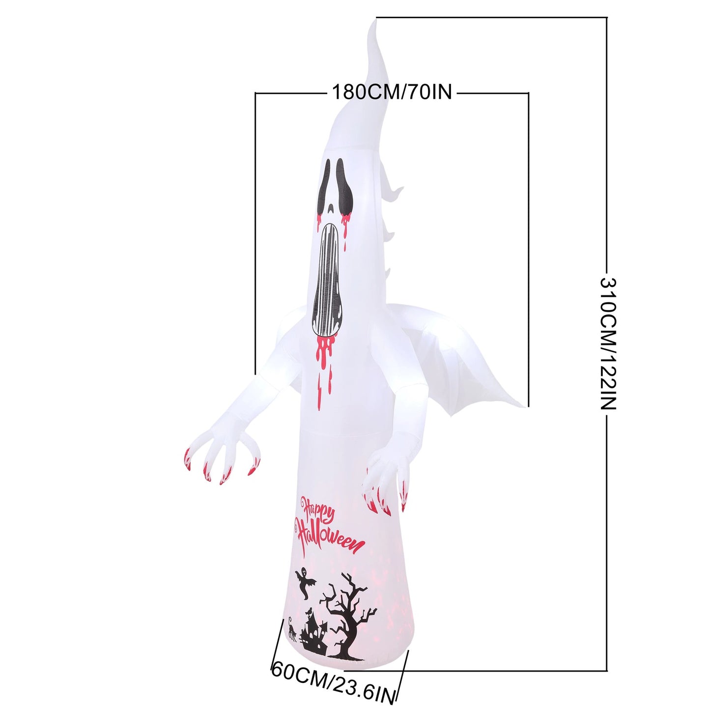 10.2FT Halloween Inflatable Scream Ghost Decoration with Built-in Lights