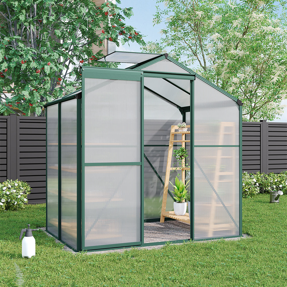 4' x 6' ft Garden Greenhouse Green Framed with Base
