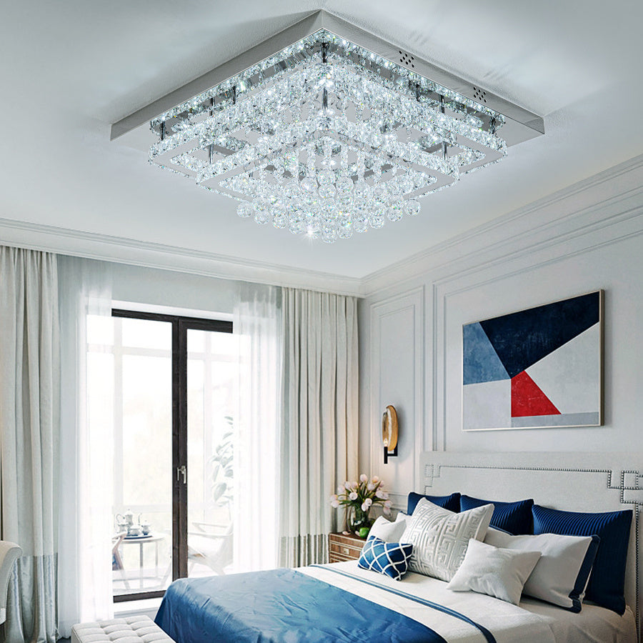 Modern Crystal LED Flush Mount Ceiling Light Fixture