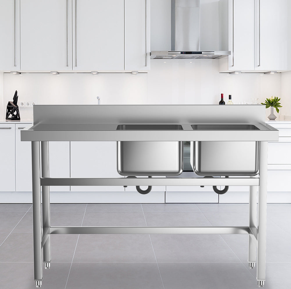 Two Stainless Steel Sink Compartment