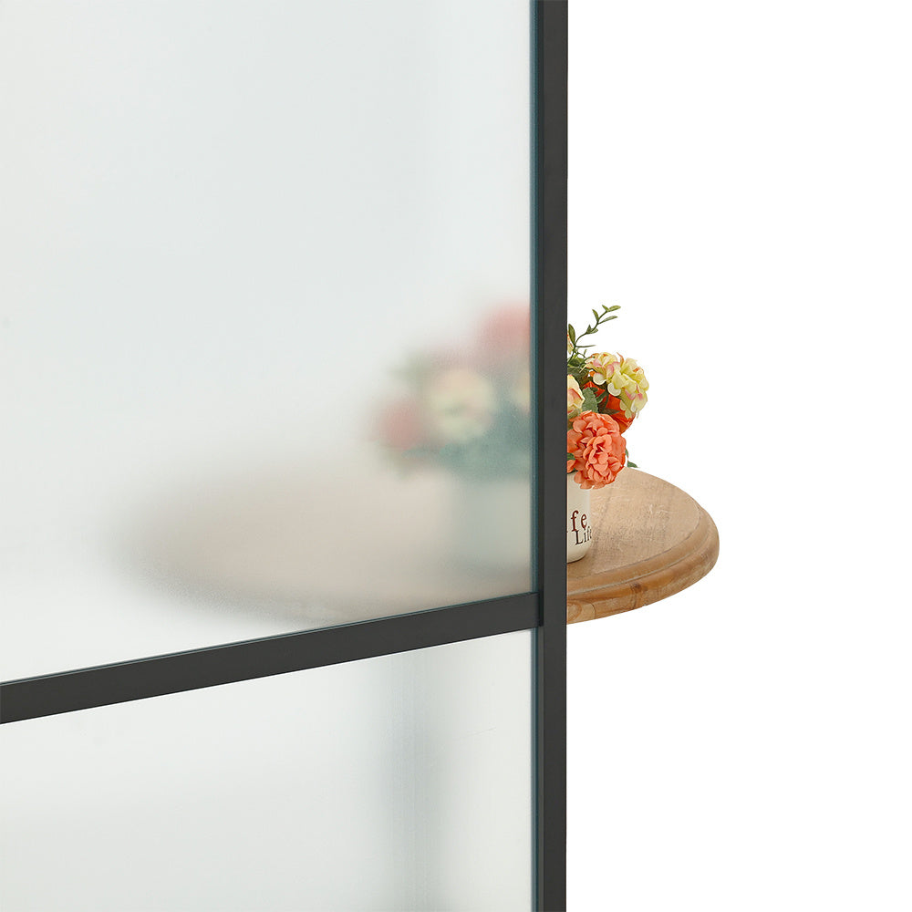 Frosted Glass Black Barn Door with Sliding Hardware Kit