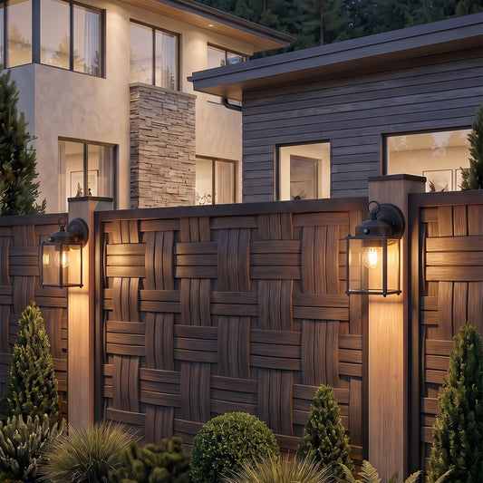 Lantern-Style Outdoor Wall Lamp with Dusk-to-Dawn Sensor