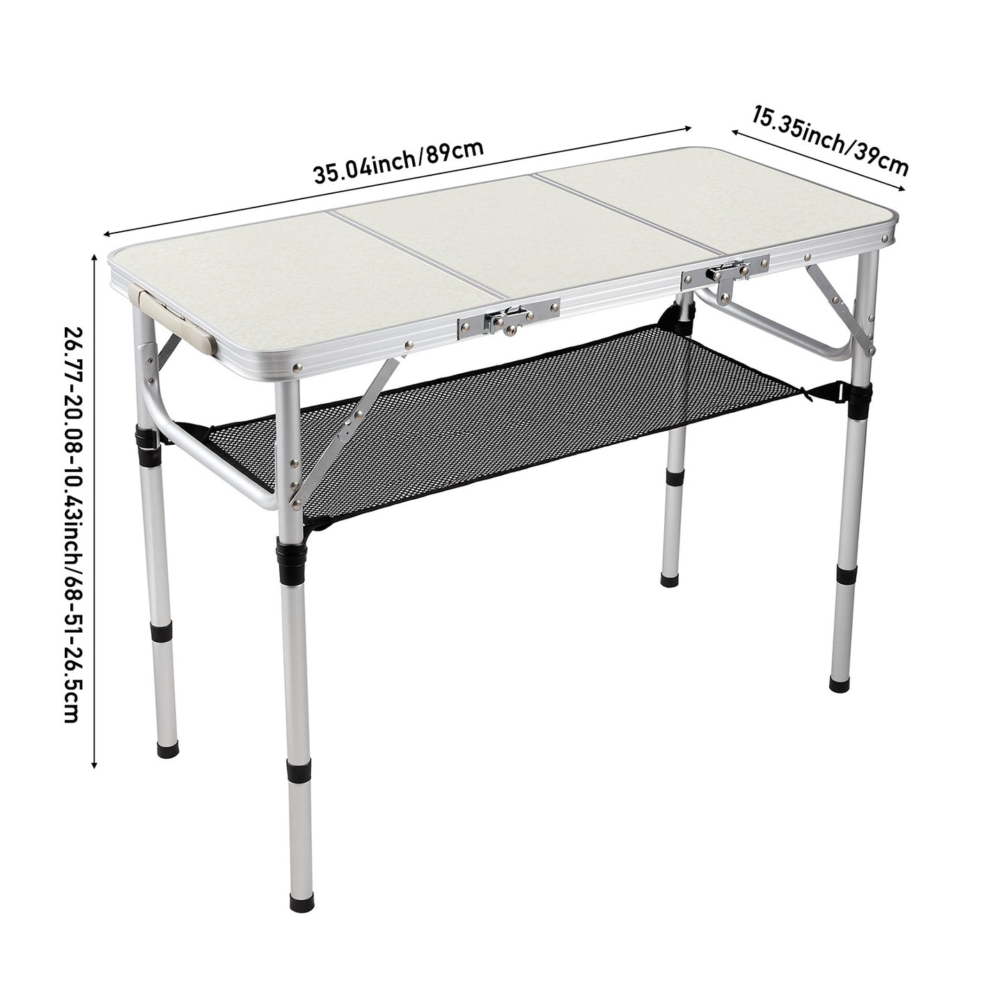 Adjustable Height Folding Camping Table with Carrying Handle
