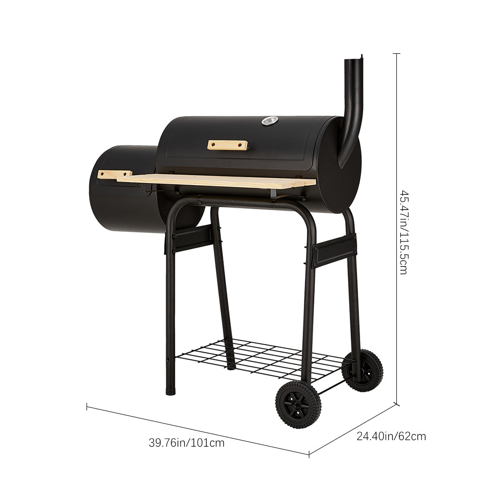 Portable Outdoor Charcoal BBQ Grill with Offset Smoker