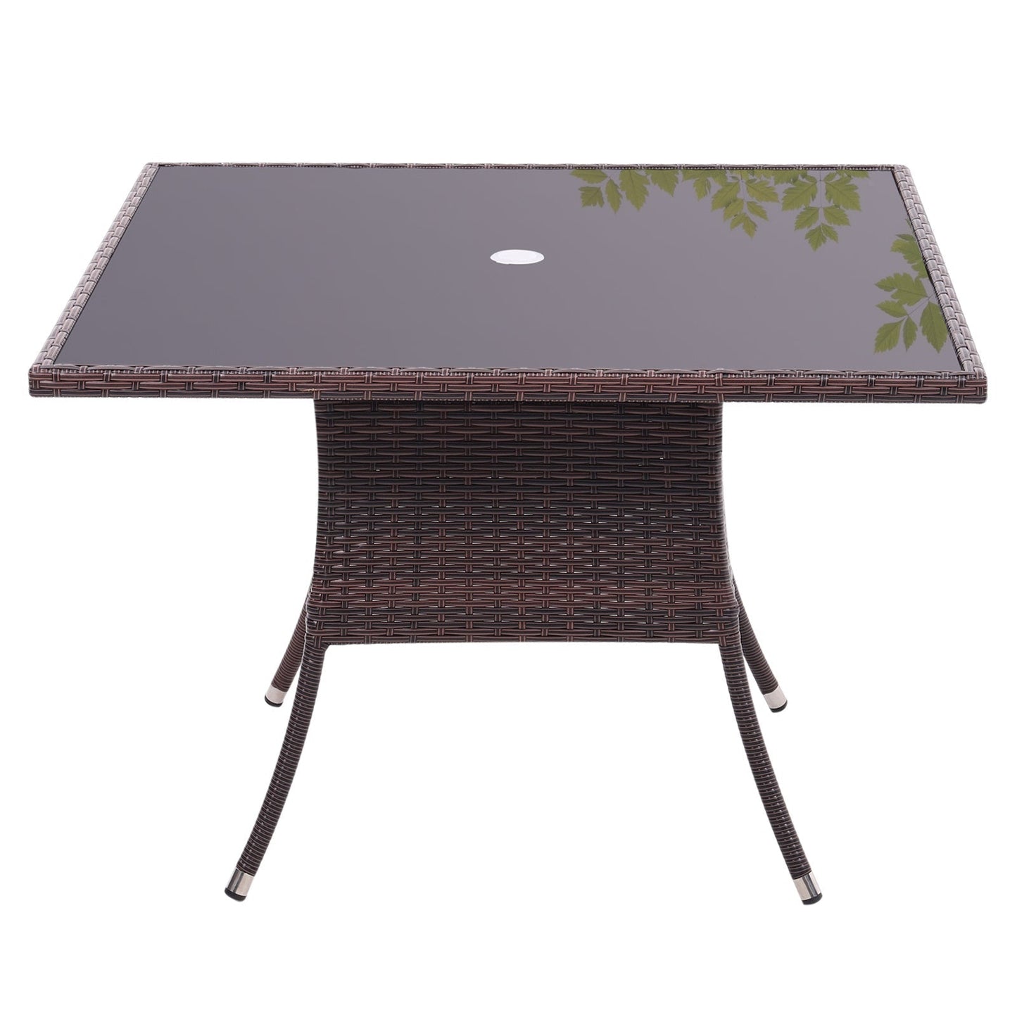 105cm Round/ Square Coffee Table Bistro Outdoor Garden Patio Tables & Parasol Hole Garden Dining Table Square Brown