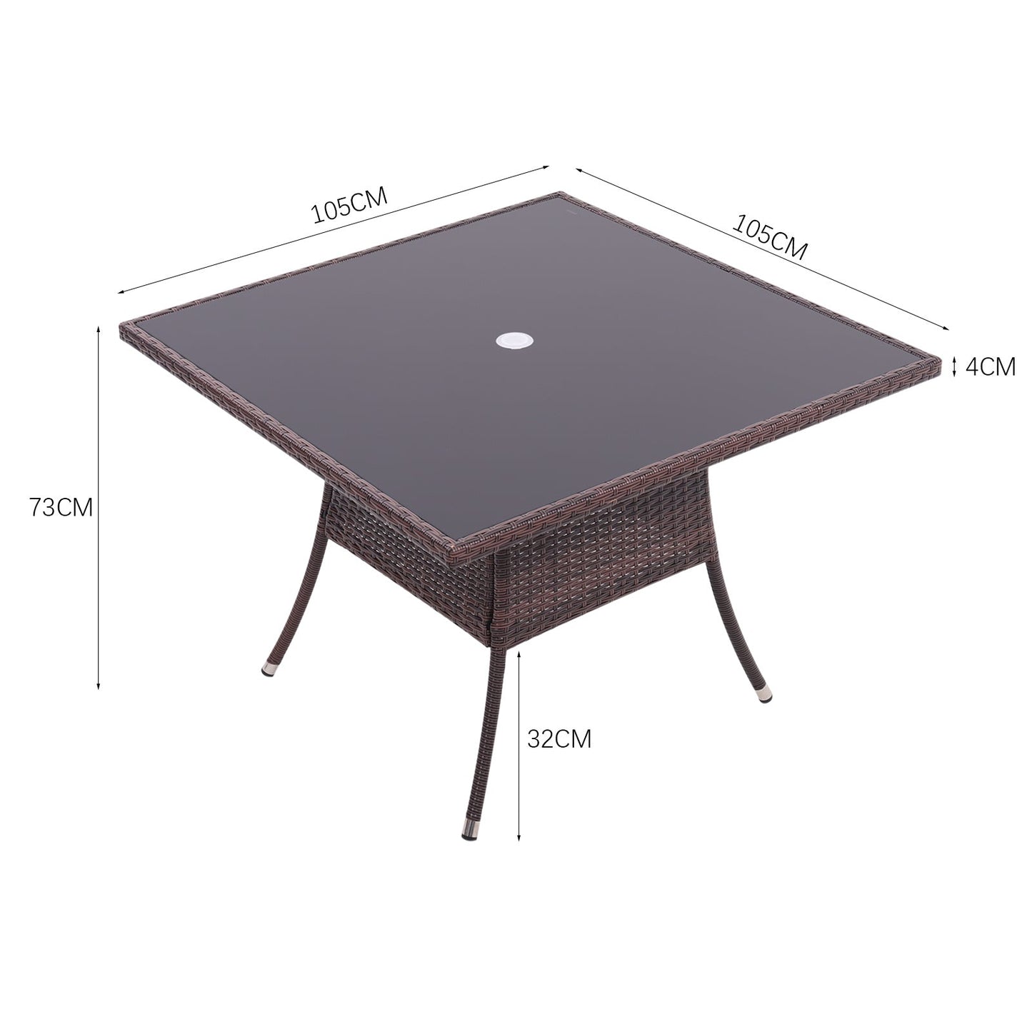 105cm Round/ Square Coffee Table Bistro Outdoor Garden Patio Tables & Parasol Hole Garden Dining Table