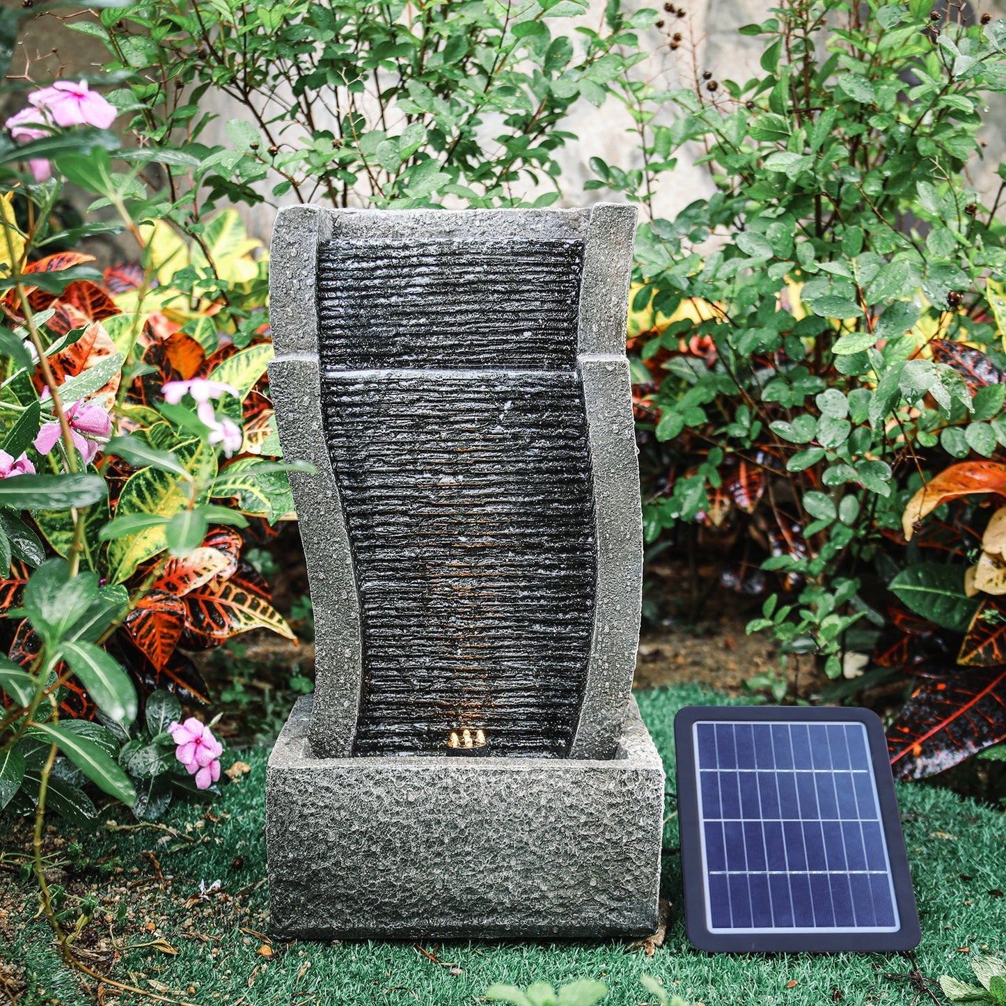 Slate Effect Modern Waterfall Ornament Garden Water Feature Cascading Tiered Water Fountains & Waterfalls 2.0New