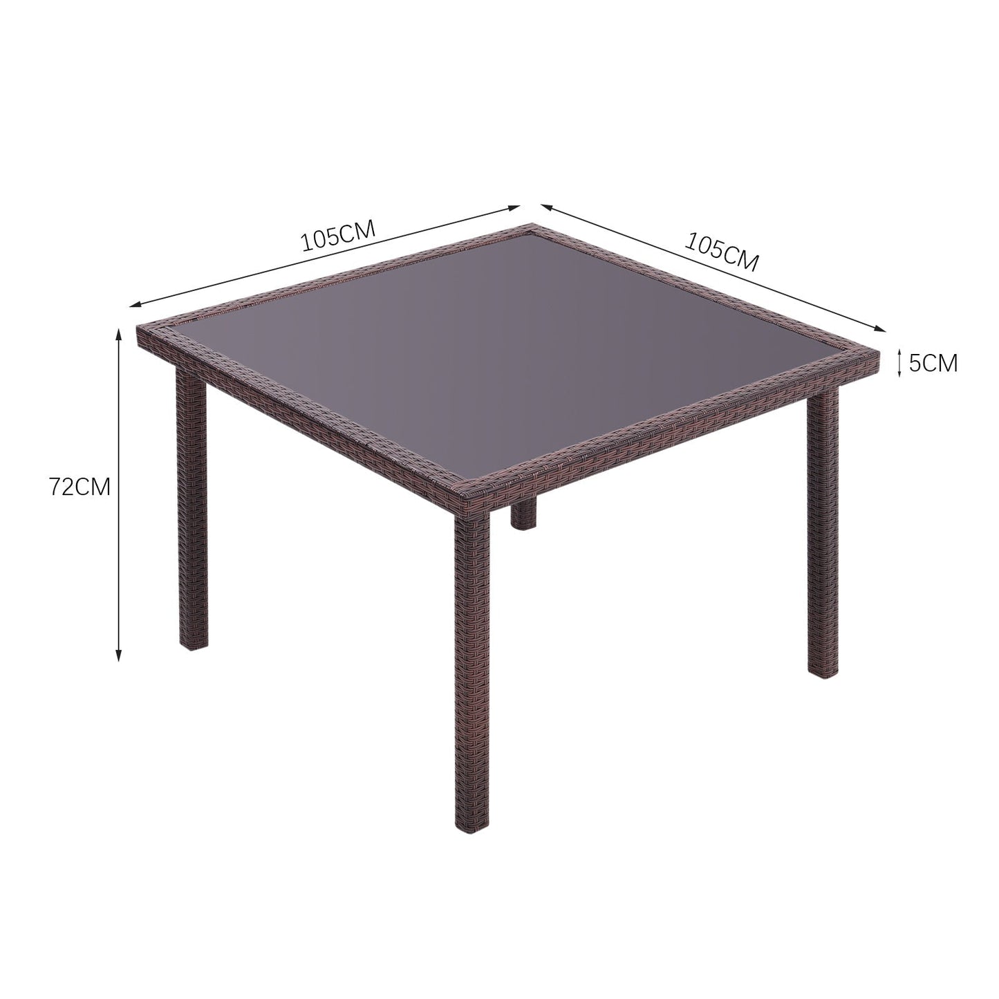 Garden Table Dining Patio Outdoor Table Black/Brown Garden Dining Table H72 * W105 * D105 cm Brown