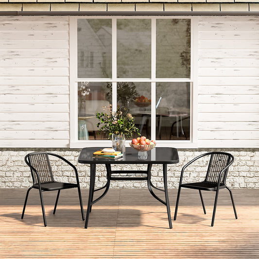 Garden Square Tempered Glass Table and Rattan Chairs GARDEN DINING SETS