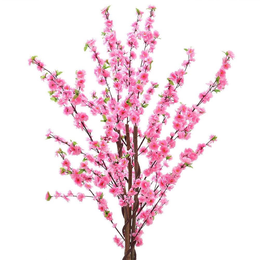 Artificial Peach Blossom Tree Potted Flower Home Plant Decor Artificial Plants