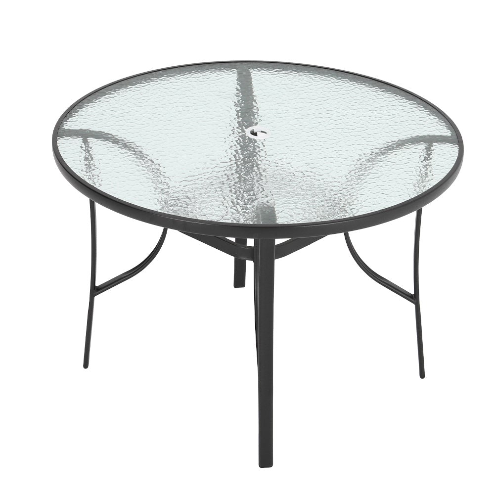 Garden Ripple Round Table With Umbrella Hole Or 4/6 Stacking Chairs GARDEN DINING SETS Only Black Table