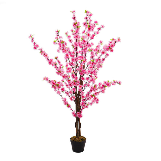 Artificial Peach Blossom Tree Potted Flower Home Plant Decor Artificial Plants