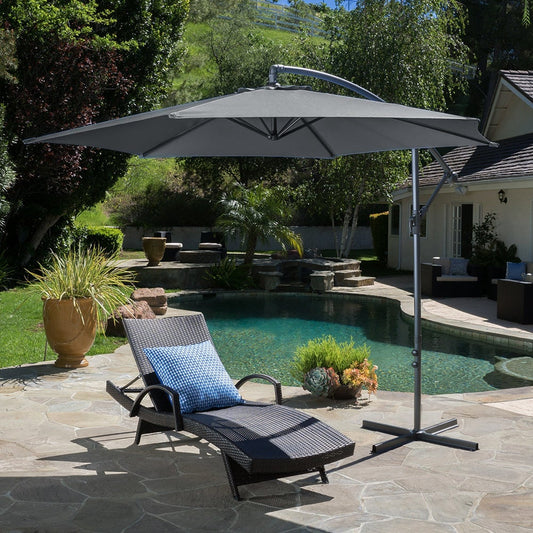 3M Dark Grey Sun Parasol Hanging Banana Umbrella Parasols